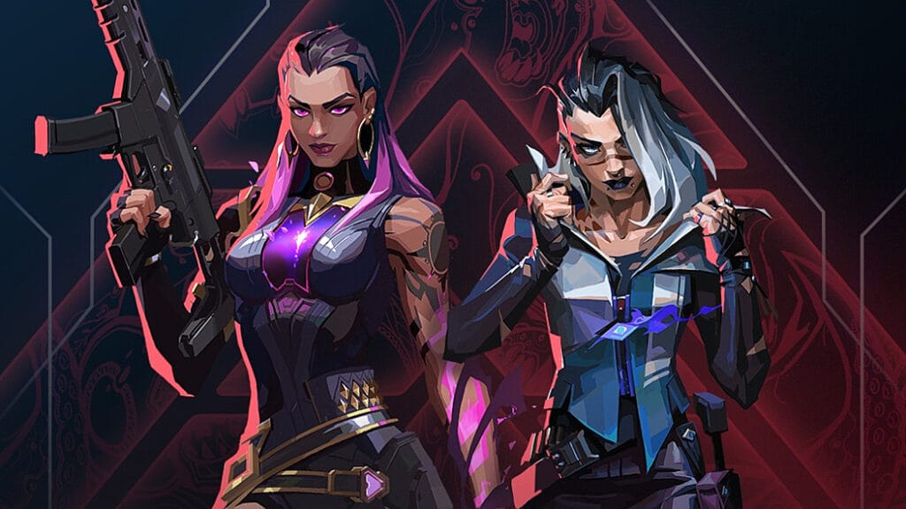 Screenshot from Valorant, featuring agents posing with their ultimate abilities activated, showcasing their unique designs and the powerful aura of their ultimate powers.