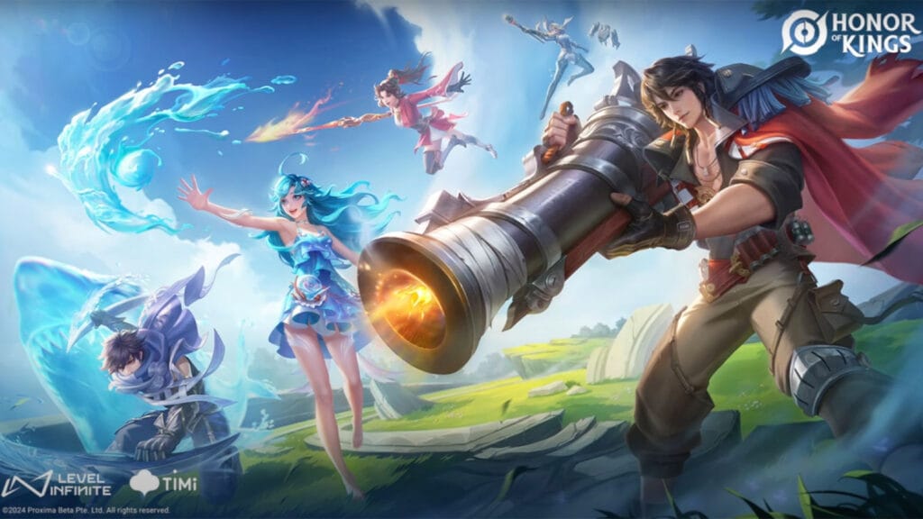 Promotional image for Honor of Kings featuring heroes in action, showcasing the game's dynamic combat and characters.