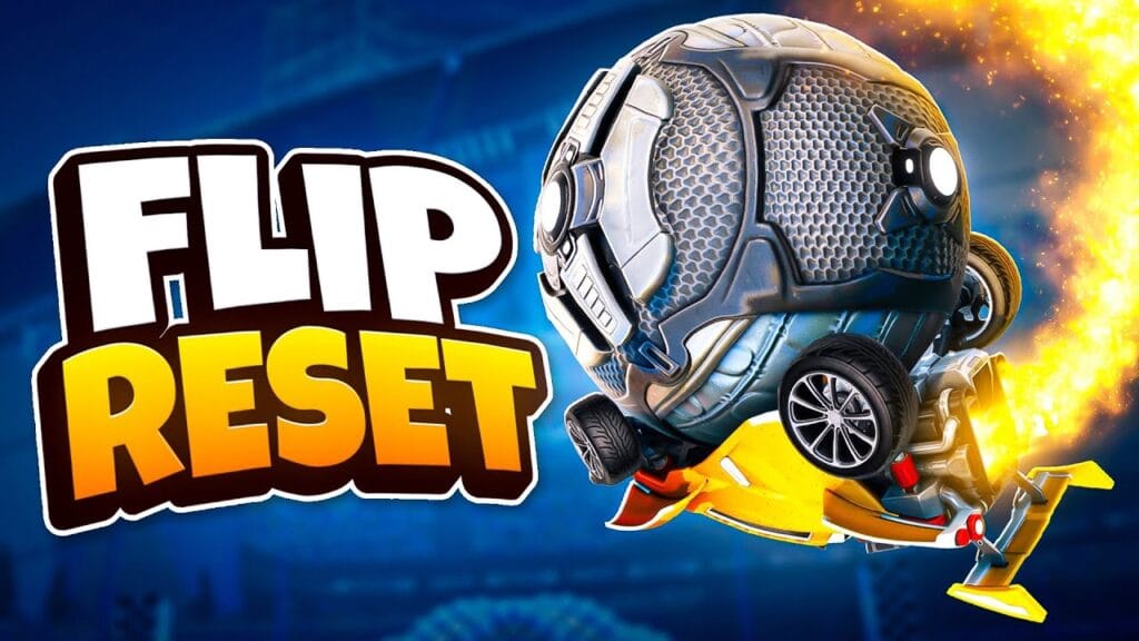 flip-reset shown in a thumbnail for a youtube video on rocket league flip resets