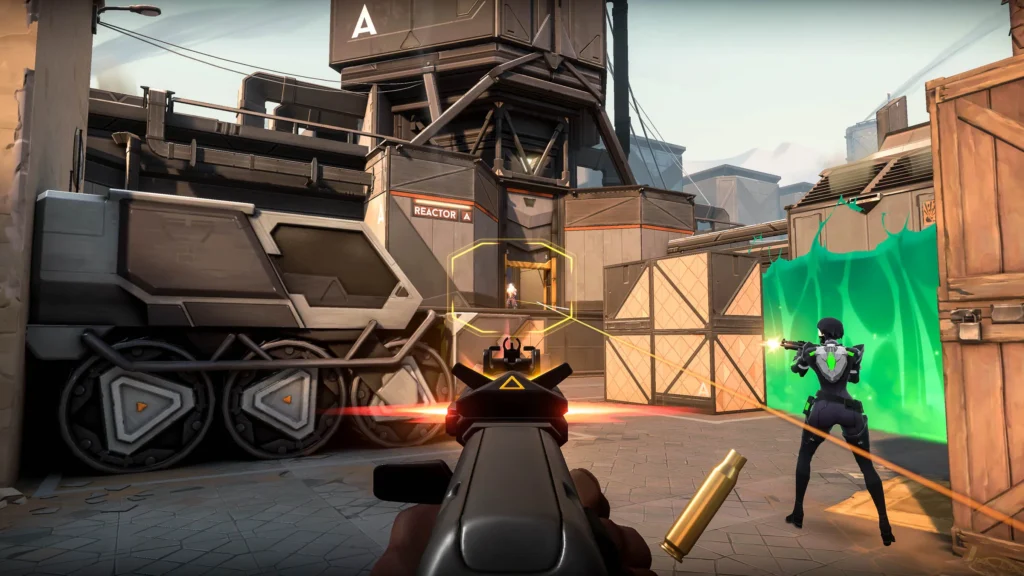 Screenshot of a Valorant match showing a player executing the Split strategy